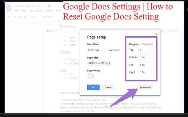 Google Docs Settings | How to Reset Google Docs Setting